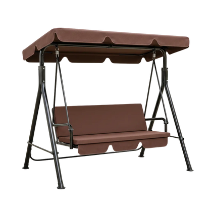 Bliss 3-Person Patio Swing with Adjustable Canopy and Cushions – Brown-Mauvora