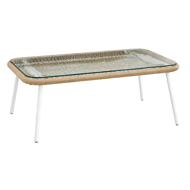 Calira 4-Piece Rattan Outdoor Sofa Set – 2-Seater, 2 Chairs & Glass Coffee Table-Mauvora