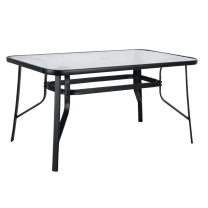 Kara 7-Piece Glass-Top Outdoor Dining Set with 6 Sling Chairs-Mauvora
