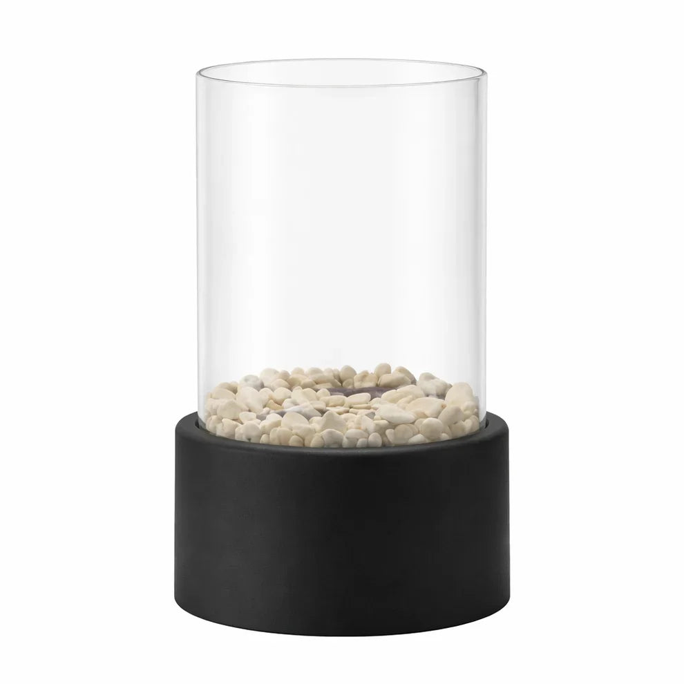 Portable Tabletop Bioethanol Fireplace with Glass Panels & Metal Base-Mauvora