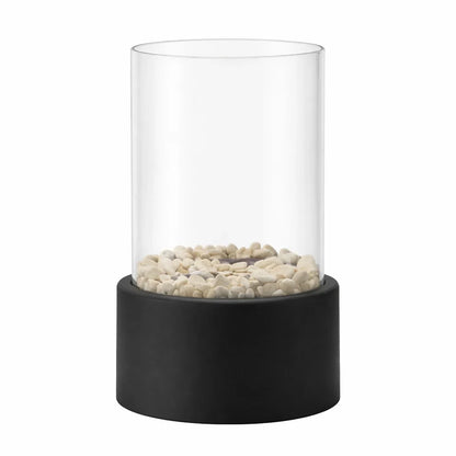 Portable Tabletop Bioethanol Fireplace with Glass Panels & Metal Base-Mauvora