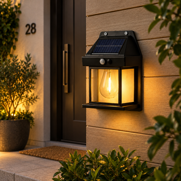Solar-Powered Outdoor LED Security Light with Motion Sensor – Warm White-Mauvora