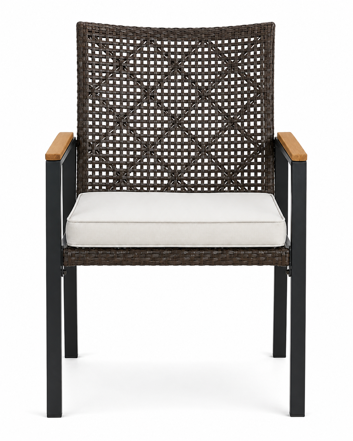 Verano 5-Piece Rattan Patio Dining Set with Acacia Wood Table-Mauvora