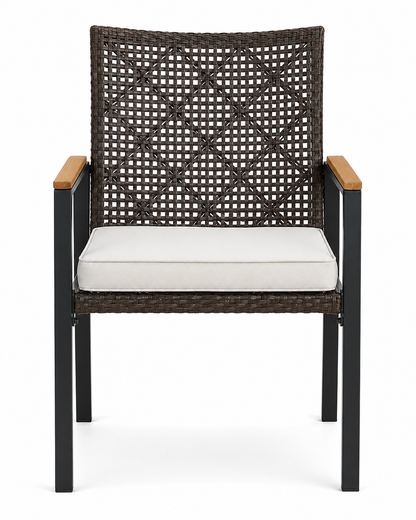 Verano 5-Piece Rattan Patio Dining Set with Acacia Wood Table-Mauvora