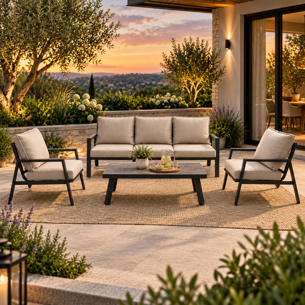 Zanari 4-Piece Outdoor Sofa Set with 3-Seater Sofa, 2 Armchairs & Coffee Table-Mauvora